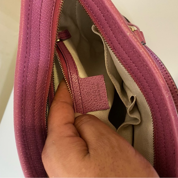 GUCCI GG canvas leather Monogram Small Bree Tote Pink - Picture 13 of 15